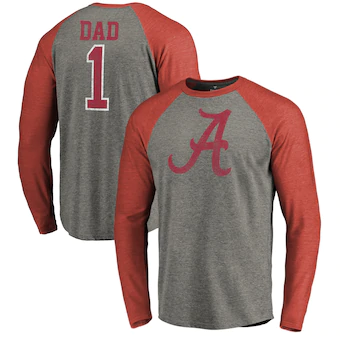 Alabama Crimson Tide T-Shirt - Fanatics Brand 1 - Dad - Raglan/Baseball - Long Sleeve