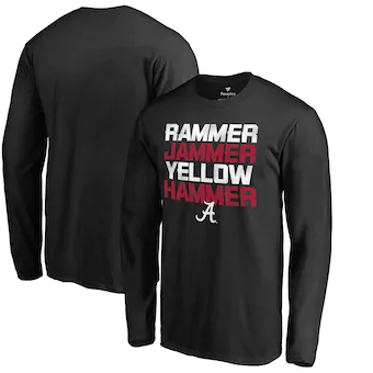 Alabama Crimson Tide T-Shirt - Fanatics Brand - Rammer Jammer Yellow Hammer - Long Sleeve - Black