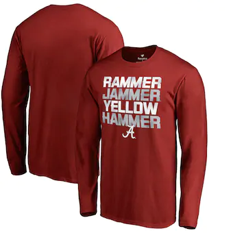Alabama Crimson Tide T-Shirt - Fanatics Brand - Rammer Jammer Yellow Hammer - Long Sleeve - Crimson