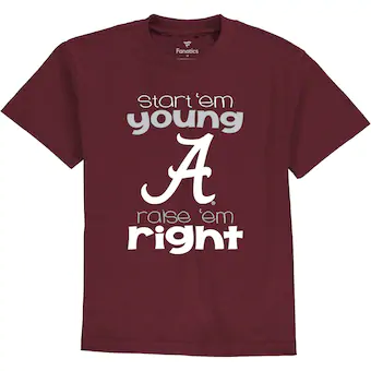 Alabama Crimson Tide T-Shirt - Fanatics Brand - Toddler - Start 'em Young Raise 'em Right - Crimson