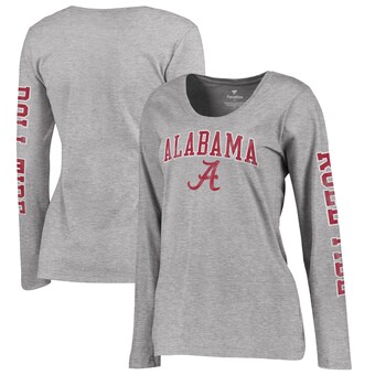 Alabama Crimson Tide Fanatics Branded Womens Alternate 1 Distressed Arch Over Logo Long Sleeve Hit T-Shirt Gray