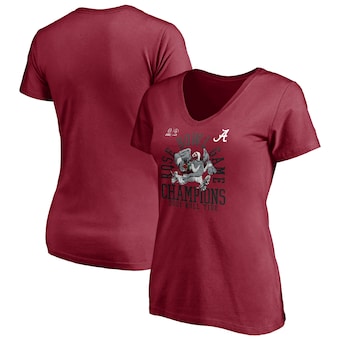 Alabama Crimson Tide T-Shirt - Fanatics Brand - Ladies - Rose Bowl Game Champions 2021 Roll Tide - Football - V-Neck - Crimson