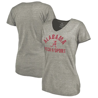 Alabama Crimson Tide T-Shirt - Fanatics Brand - Ladies - Customize - V-Neck - Grey