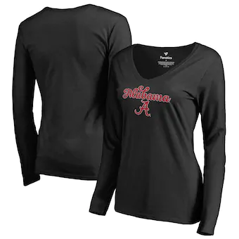 Alabama Crimson Tide T-Shirt - Fanatics Brand - Ladies - V-Neck - Long Sleeve - Black