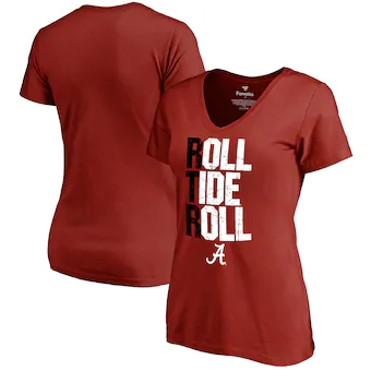 Alabama Crimson Tide T-Shirt - Fanatics Brand - Ladies - Roll Tide Roll - V-Neck - Crimson