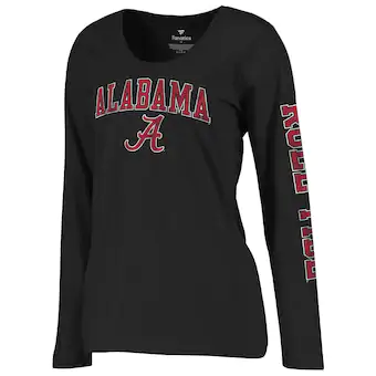 Alabama Crimson Tide Fanatics Branded Womens Secondary Distressed Arch Over Logo Long Sleeve Hit T-Shirt Black