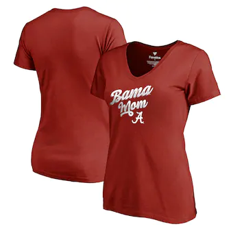 Alabama Crimson Tide T-Shirt - Fanatics Brand - Ladies - Bama Mom - V-Neck - Crimson