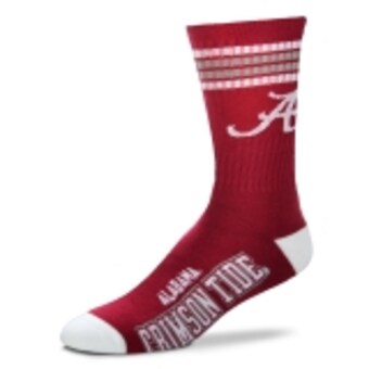Alabama Crimson Tide For Bare Feet 4 Stripe Deuce Team Color Performance Crew Socks