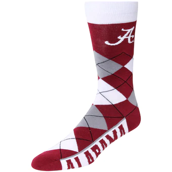 Alabama Crimson Tide For Bare Feet Argyle Crew Socks