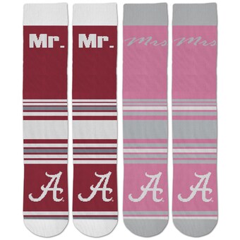 Alabama Crimson Tide For Bare Feet Two Pack Mr & Mrs Crew Socks