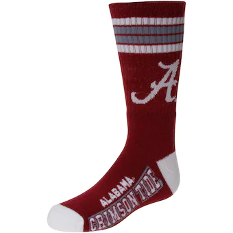 Alabama Crimson Tide For Bare Feet Youth 4 Stripe Deuce Quarter Length Socks