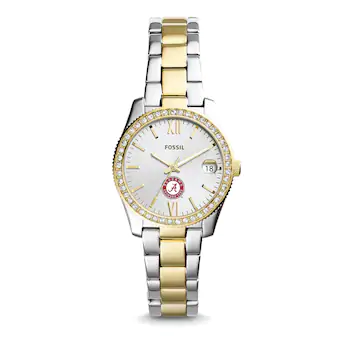 Alabama Crimson Tide Fossil Womens Scarlette Mini Two Tone Stainless Steel Watch