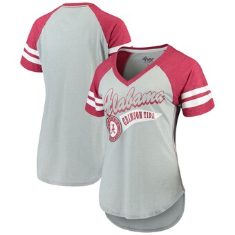 Alabama Crimson Tide T-Shirt - 4Her - Ladies - Raglan/Baseball - V-Neck - Grey