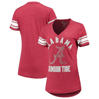 Alabama Crimson Tide G III 4Her by Carl Banks Womens Wildcard Stripe V Neck T-Shirt Crimson