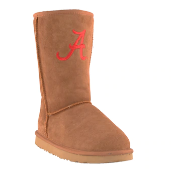 Alabama Crimson Tide Game Day Boots Girls Youth Shearling Leather Embroidered Boots Brown