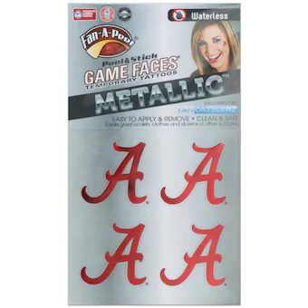 Alabama Crimson Tide Game Faces Metallic Tattoo