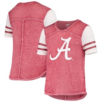 Alabama Crimson Tide Girls Youth School Spirit Football V Neck T-Shirt Heathered Crimson