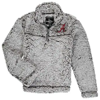 Alabama Crimson Tide Girls Youth Sherpa Super Soft Quarter Zip Pullover Jacket Gray