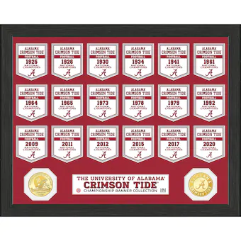 Alabama Crimson Tide Highland Mint 18 Time Football National Champions 12 x 15 Bronze Coin Collection