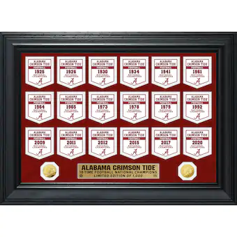 Alabama Crimson Tide Highland Mint 18 Time Football National Champions 18 x 22 Gold Deluxe Banner