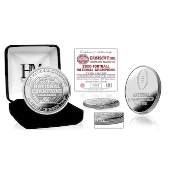 Alabama Crimson Tide Highland Mint College Football Playoff 2020 National Champions 1 Troy Ounce 999 Fine Silver Coin