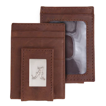Alabama Crimson Tide Leather Front Pocket Wallet Brown