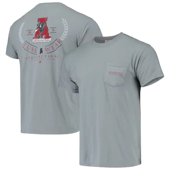 Alabama Crimson Tide T-Shirt - Tuskwear - Vintage Logo - Pocket - Comfort Colors - Grey