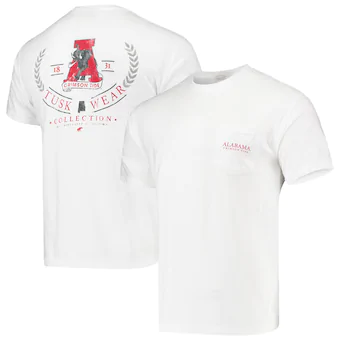 Alabama Crimson Tide T-Shirt - Tuskwear - Vintage Logo - Pocket - Comfort Colors - White
