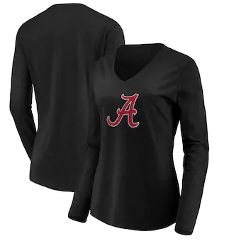 Alabama Crimson Tide T-Shirt - Fanatics Brand - Ladies - V-Neck - Long Sleeve - Black