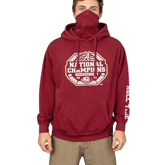 Alabama Crimson Tide Mens College Football Playoff 2020 National Champions Hoodie With Face Covering Crimson