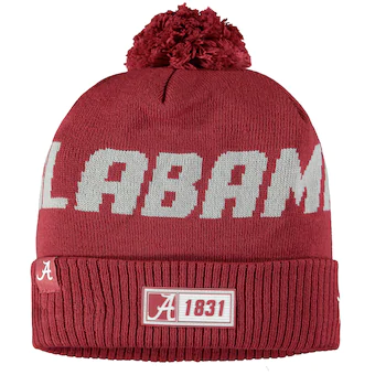 Alabama Crimson Tide New Era Sideline Road Cuffed Knit Hat with Pom Crimson