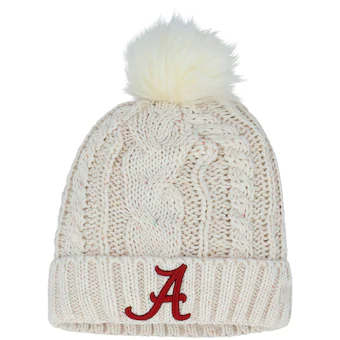 Alabama Crimson Tide New Era Womens Fuzzy Cuffed Knit Hat with Pom White