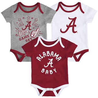 Alabama Crimson Tide Newborn & Infant Champ 3 Pack Bodysuit Set Crimson White Heathered Gray