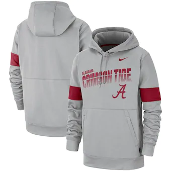 Alabama Crimson Tide Nike 2019 Sideline Therma FIT Performance Hoodie Gray