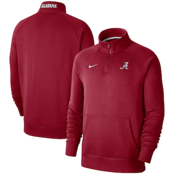 Alabama Crimson Tide Nike Club Fleece Quarter Zip Raglan Jacket Crimson