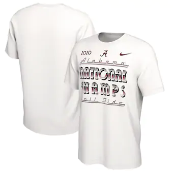 Alabama Crimson Tide T-Shirt - Nike - 2020 National Champs Roll Tide - Football - White