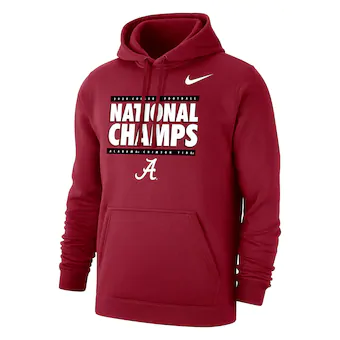 Alabama Crimson Tide Nike College Football Playoff 2020 National Champions Club Fleece Pullover Hoodie Crimson