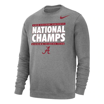 Alabama Crimson Tide Nike College Football Playoff 2020 National Champions Club Fleece Pullover Sweatshirt Heather Gray