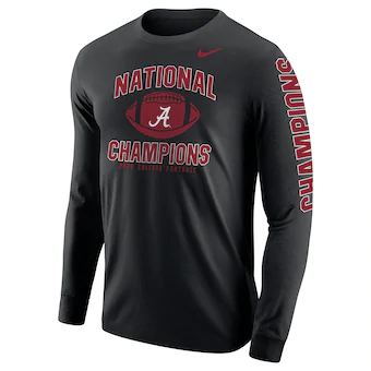 Alabama Crimson Tide T-Shirt - Nike - National Champions 2020 College Football - Football - Long Sleeve - Black