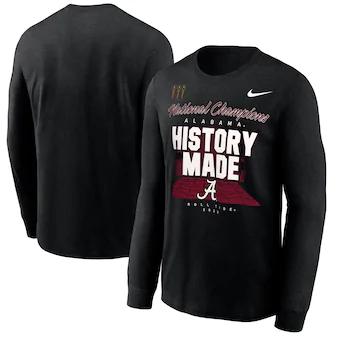 Alabama Crimson Tide T-Shirt - Nike - National Champions History Made Roll Tide 2020 - Football - Long Sleeve - Black