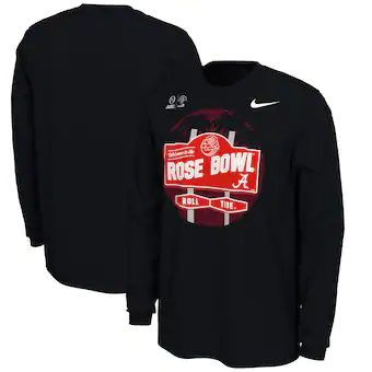 Alabama Crimson Tide T-Shirt - Nike - Welcome To The Rose Bowl Roll Tide - Football - Long Sleeve - Black