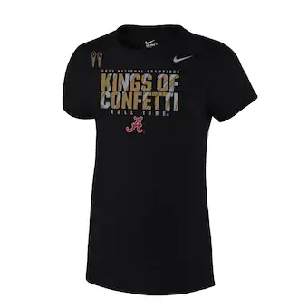 Alabama Crimson Tide T-Shirt - Nike - Youth/Kids - 2017 National Champions Kings Of Confetti Roll Tide - Football - Black