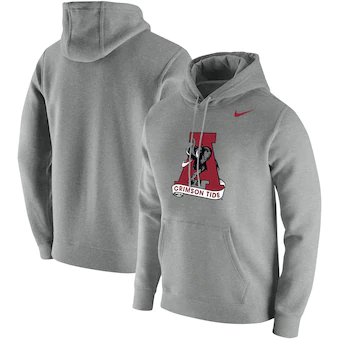 Alabama Crimson Tide Nike Vintage School Logo Pullover Hoodie Heathered Gray