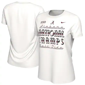 Alabama Crimson Tide T-Shirt - Nike - Ladies - 2020 National Champs Roll Tide - Football - White