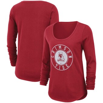 Alabama Crimson Tide T-Shirt - Nike - Ladies - Vintage Logo - Scoop - Long Sleeve - Crimson