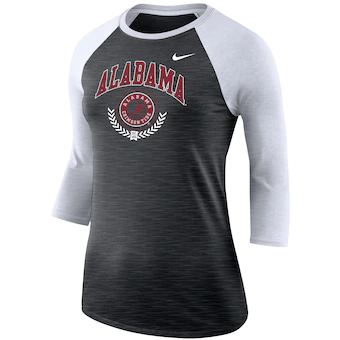 Alabama Crimson Tide T-Shirt - Nike - Ladies - Raglan/Baseball - Three Quarter Sleeve - Grey