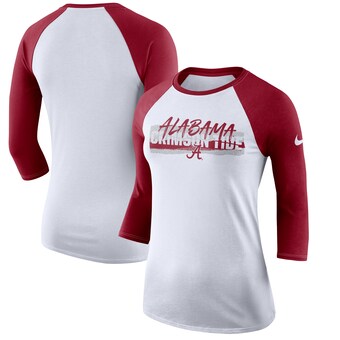 Alabama Crimson Tide T-Shirt - Nike - Ladies - Raglan/Baseball - Three Quarter Sleeve - White