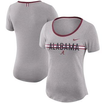 Alabama Crimson Tide T-Shirt - Nike - Ladies - Scoop - Striped - Grey