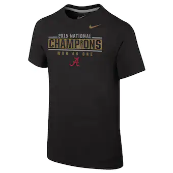 Alabama Crimson Tide T-Shirt - Nike - Youth/Kids - 2015 National Champions Won As One - Football - Black