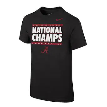 Alabama Crimson Tide T-Shirt - Nike - Youth/Kids - 2020 College Football National Champs - Football - Black